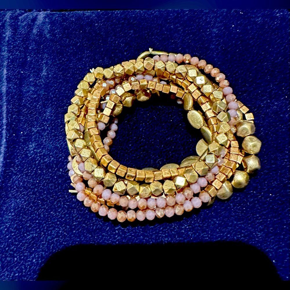 Beaded Stack Bracelets. Gold & Amethyst - image 2